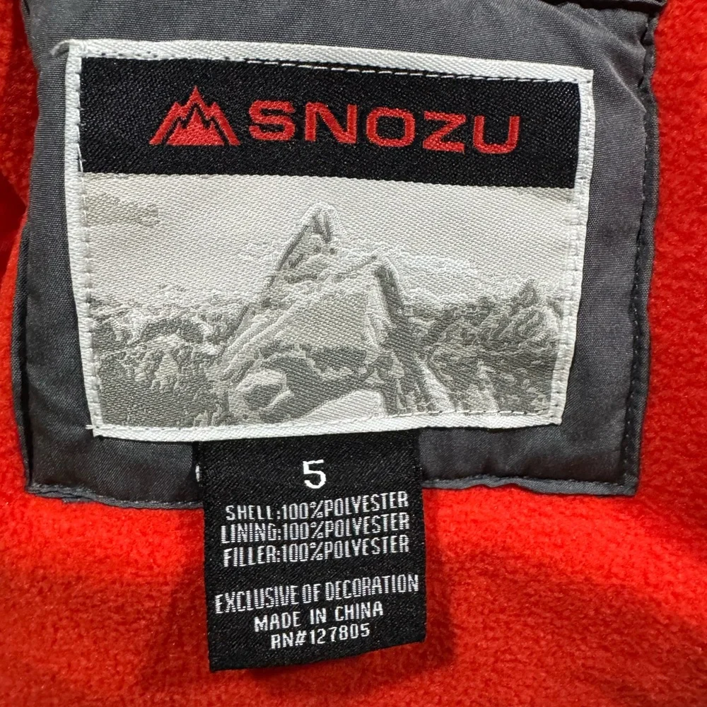 Snozu Kids Charcoal and Black Puffer with Orange Interior